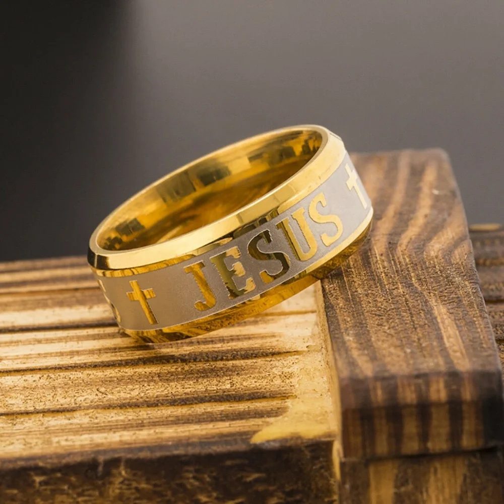 Unisex Fashion Jesus Christian Cross Prayer Ring Band New
